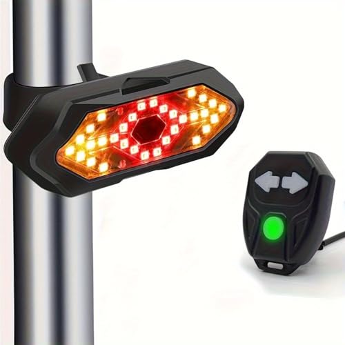 Fahrrad Blinker mit Fernbedienung, USB Wiederaufladbar Fahrrad Blinker Rücklicht mit 120 dbHorn, IPX4 Wasserdicht Fahrrad Rücklicht für Rennrad, MTB, E-Bike (1pcs)
