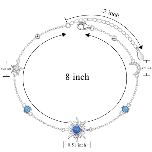 Image of S925 Sterling Silver Anklet for Women Adjustable Plus Foot Ankle Bracelet