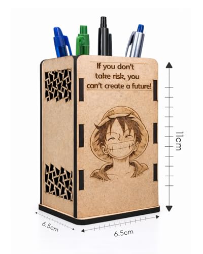 Image of SKARSA INNOVATIONS Monkey D Luffy Wooden Pen Stand | Anime Pencil Holder for Study Table | One Piece Desk Accessories