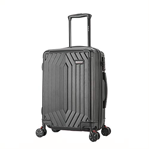 DUKAP STRATOS 20 Inch Carry On Hardside Luggage with GEL Handle and TSA Lock Travel Suitcase with Spinner Wheels and Studs Black