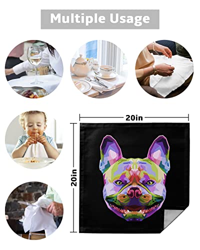 Soft And Durable Kitchen Cloth Napkins Pop Art Style Colorful Bulldog Bully Set Of 4 Napkins Perfect For Family Dinners Weddings Cocktail Kitchen (20"X20") #TOP4