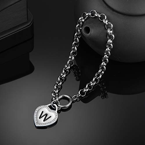 Image of CaleesLLC Letter A to Z Initial Charm Bracelet Adjustable Stainless Steel Anklet Personalized Wrist Link for Women