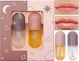 2 Pcs Lip Plumper Gloss, NatüRliches Make-Up Lipgloss, Lip Care Lip Plump Serum Kit, Derol Lip Plumper, Lippenfüller, Beautiful Fuller, Hydrating & Reduce Fine Lines