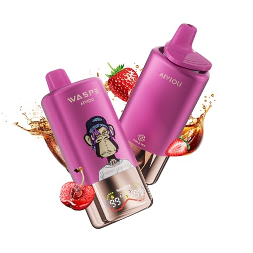 【多種類のフレーバー自由切替】WASPE使い捨て電子タバコ40000回吸引 Waspe 60000回 使い捨てvape メッシュコイル E-リキッドとバッテリーの残量表示 大容量 Type-C 爆煙 持ち運び シーシャ ニコチンなしタバコなし (60k3i