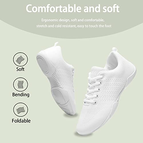 Youth Cheer Shoes Girls White Cheerleading Shoes Dance Athletic Training Breathable Fabric Dancing Lightweight Competition Comfortable Sport Kids Girls Cheer Sneakers4