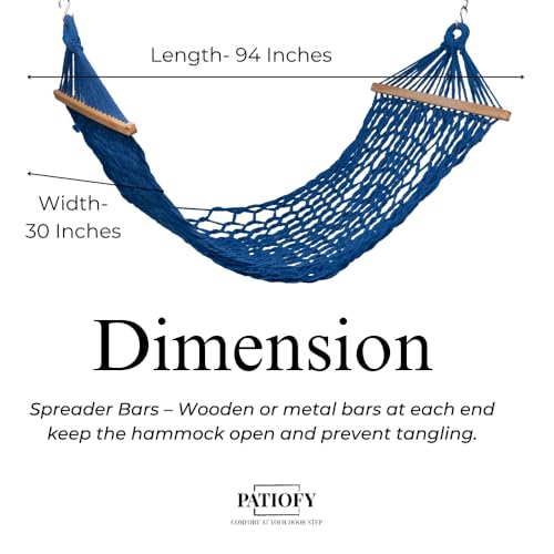 Image of Patiofy Human Size Hammock Swing /Jhula for Balcony /Swing for Balcony for Adult /Jhoola for Home /Hammock /Suitable for Indoor & Outdoor / 120Kgs Weight Bearing Capacity (Blue)