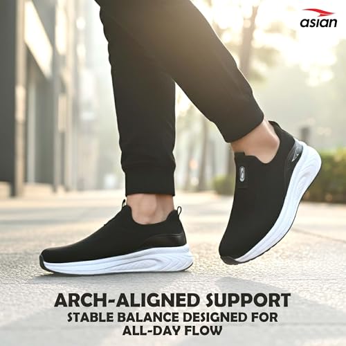 Image of ASIAN Hypercushion Walk-02 Men's Walking Shoes | Slip-On Knit Walking Shoes with E-TPU Energy Return Sole, Memory Foam Arch Support, Breathable Upper & Grip Outsole, Gym & Travel