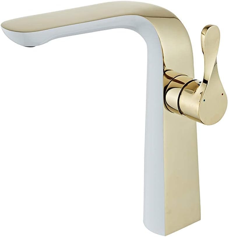 Robinet de lavabo en laiton blanc pour vasque de salle de bain à poignée unique