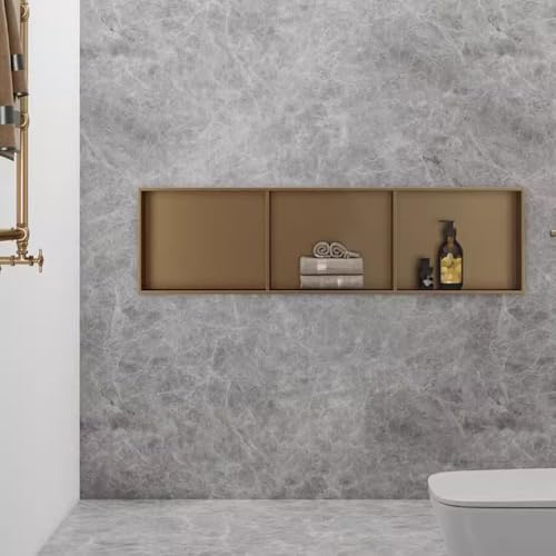 Armario de ducha y baño de Acero inoxidable Dorado, portarrollos de Papel higiénico integrado, botiquín de Metal, 28 x 70 x 12,5 cm, Elegante decoración para El hogar.