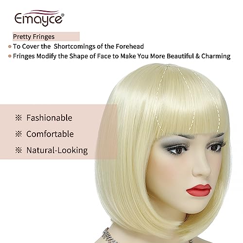 Short Bob Wigs with Fringes/Bangs for Women Straight Blonde Bob Style wigs-Premium Heat Resistant Synthetic Fiber Layered Hair Wigs for Daily Party/Halloween/Cosplay (#613-Bleach Blonde) - Image 4