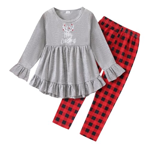 Image of Axumity Kid Girl Clothes Ruffle Sleeve Top Floral Allover Pants 3-9 Years Fall Outfit Set