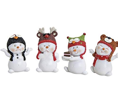4er-Set Deko-Figuren - süße Schneemänner mit lustigen Mützen aus Poly 4-Fach Sortiert - Weihnachtsdeko Winterdeko (Weiss-bunt) B4 x T3 x H6 cm Cover
