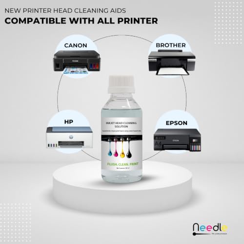 Image of Needle Printer Head Cleaner Solution 100ML with Cleaning Kit | Universal Inkjet Print Head Cleaning Fluid | for Ink Tank and Thermal | Compatible with Epson, Canon, HP & Brother Printers