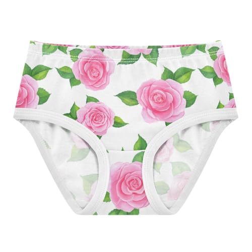 Joisal Toddler Underwear Floral 2t Cotton Panties for Girl Florals Underpants Briefs Roses Green Leaves