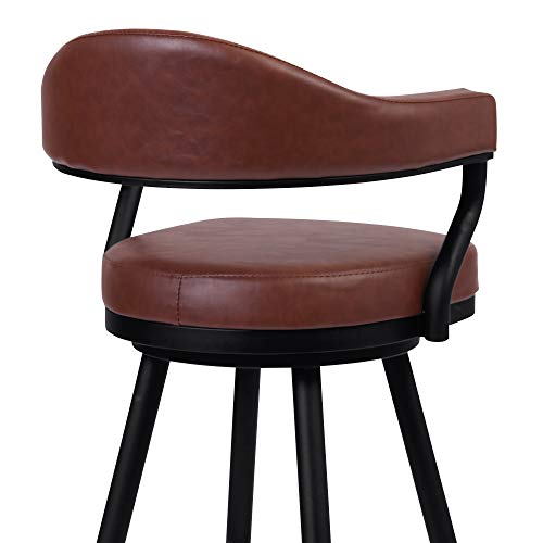 Armen Living Amador Banqueta de Barra 30" en Acabado Negro con Pintura en Polvo y Tapizado de Cuero Sintético Vintage Coffee miniatura 6