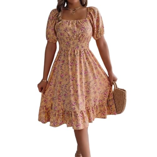 Robe de créateur de style milkmaid chic au col carré soigné