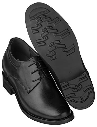 Image of Calden Men's Invisible Height Increasing Elevator Shoes - Black Leather Lace-up Lightweight Formal Oxfords - 4 Inches Taller - K59510 - Size 10.5 D(M) US