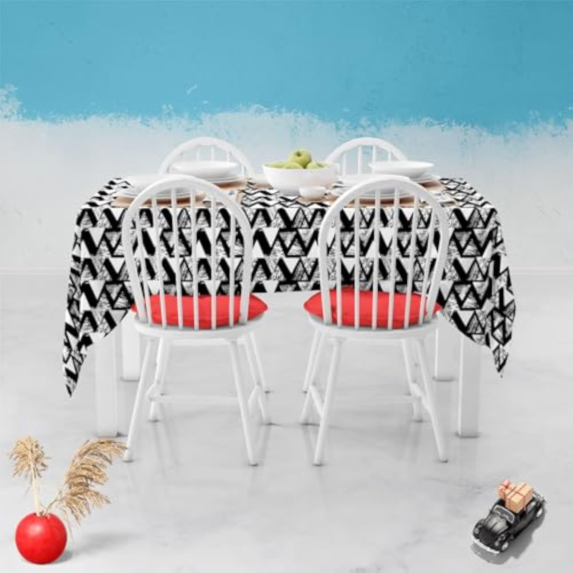 Geometrical Behaviour Cotton Canvas Table Cloth Cover for Dining & Center Table