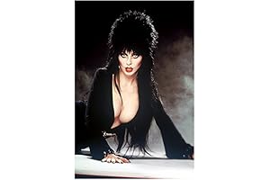 Vintage Elvira Poster, Hands Supporting Her Weight, Fog in Background