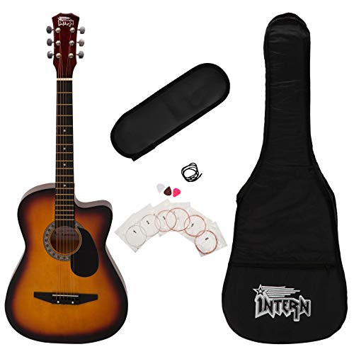 Intern INT-38C-SB-G 38 Inch Cutaway Acoustic Guitar Kit Sunburst - Image 2