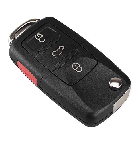 KEYYOU Flip Folding Remote Car Key Shell Case Fob for VW Polo Passat b5 B6 Tiguan Golf 4 5 Seat Skoda HU66 Blade (2 Button) (with Panic)