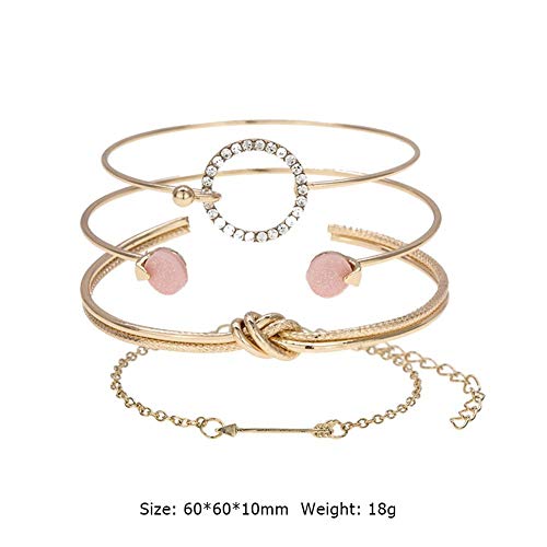 Alloet Conjunto de 4 pulseiras, redondas de cristal, corrente com flecha, presente para mulheres 60.