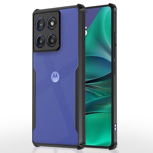 Image of Pikkme Back Cover for Moto Edge 60 Stylus 5G | Ultra Hyrbid | Full Camera Protection | Raised Edge | Crystal Clear Transparent Bumper Case (Black)