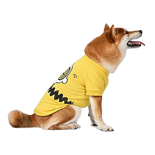 Peanuts for Pets Camiseta amarela para cachorro, tamanho PP - camiseta macia para cães, lavável na m