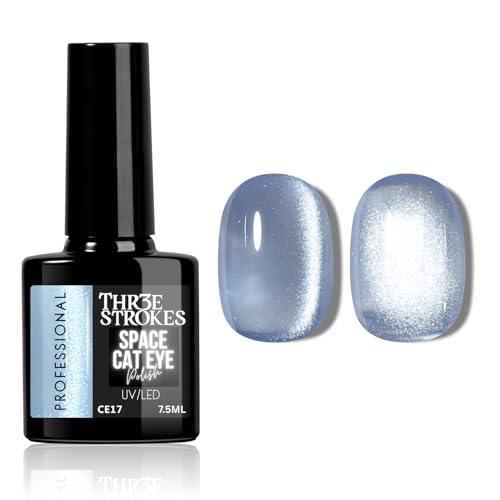Image of THR3E STROKES 9D Glitter Cat Eye Gel Finish Magnetic Nail Polish Art Manicure DIY at Home Soak Off UV Gel 7.5ML (CE17, 7.5ML)