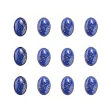 LiQunSweet 50 Pcs Natural Real Lapis Lazuli Gemstone No-Hole Bead Loose Charming Cabochons Oval Flat