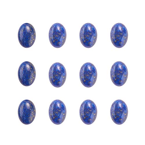 Liqunsweet 50 Pcs Natural Real Lapis Lazuli Gemstone No-Hole Bead Loose Charming Cabochons Oval Flatback Cab Energy Healing Power Stone For Diy Craft Jewelry Making - 14X10Mm #TOP12