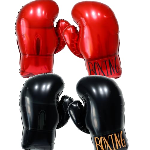 Boxing birthday party decorations?red black boxing gloves foil balloons,wrestling party supplies boxer balloons for boys men birthday party/fight night club party decor