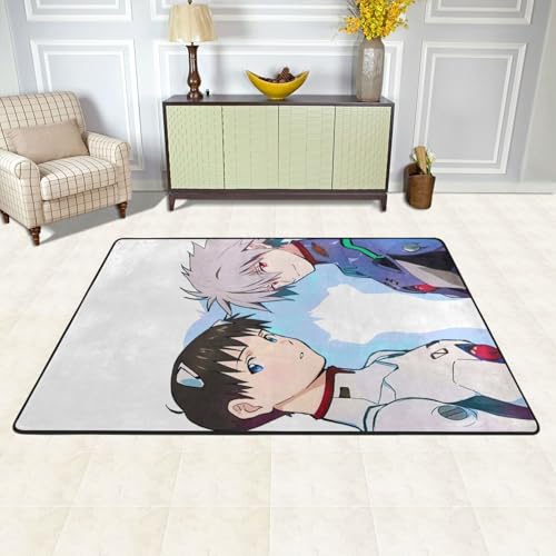 カーペット 新世紀エヴァンゲリオン Eva バスマット 長方形 大判 人気 おしゃれ 可愛い 防ダニ 抗菌 防臭 吸水 滑り止め ふわふわ 柔らかい肌触り 絨毯 室内装飾 床保護マット 玄関 キッチン リビング 浴室 洗面所 家庭用 洗える オールシーズン