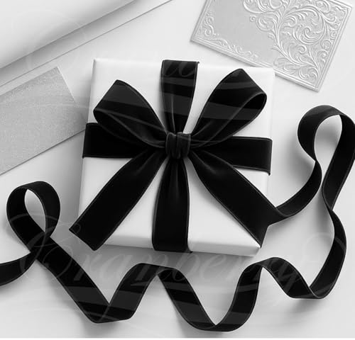 Black Velvet Ribbon - 38mm Wide x 2 Metre Cut Length - Luxurious Single-Sided Soft Velvet Trim for Gift Wrapping, Wedding, Bows, Crafts, Christmas, Floral Arrangements & Decor