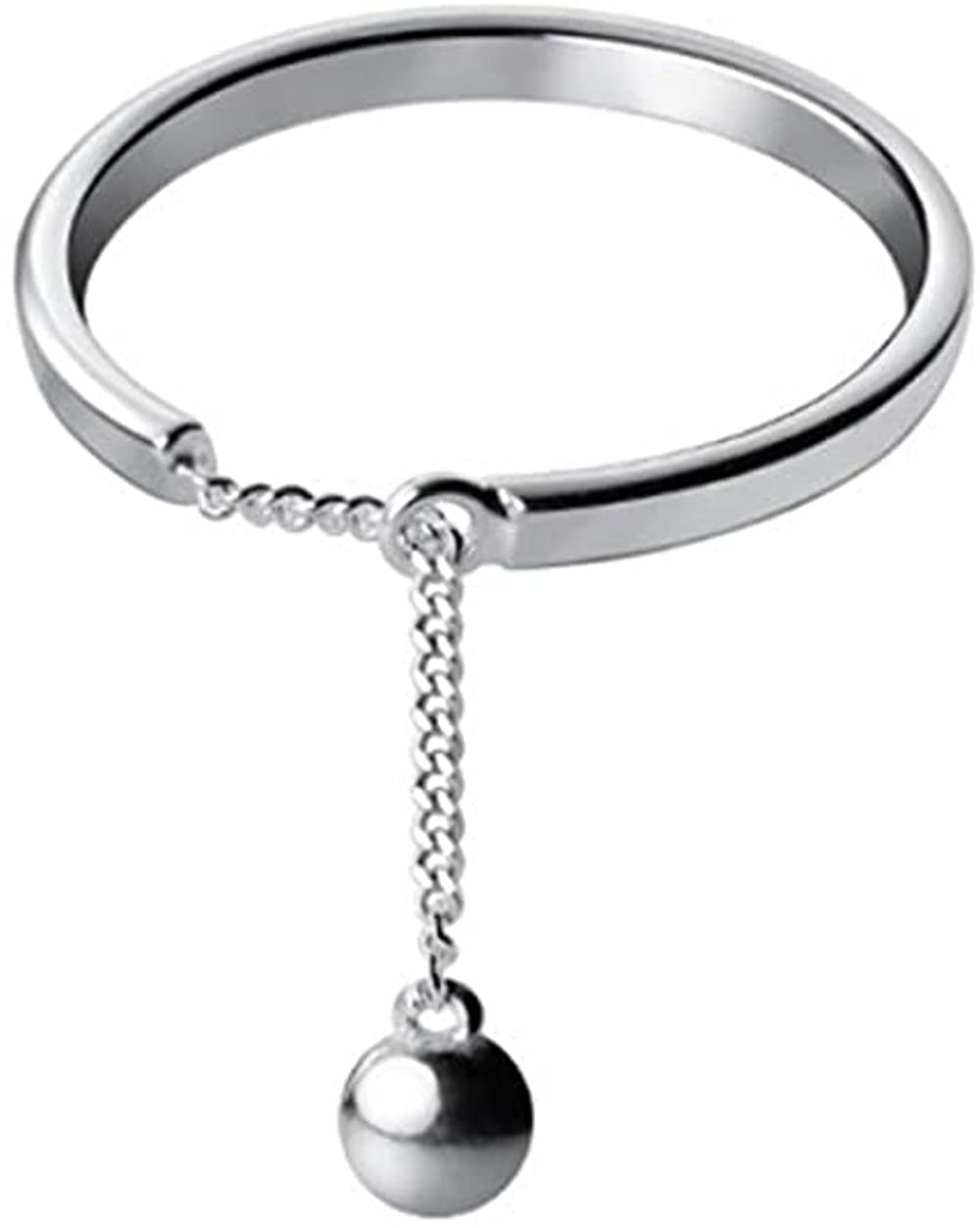 Simple Dangling Ball Stacking Rings Sterling Silver 925 For Women