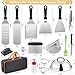 zycBernoi Grillbesteck Set, 19 Grill Zubehör für Männer, Plancha Besteck Set aus Metall mit Burgerpresse, Schmelzglocke, Tragetasche für Grillen und BBQ, Männer