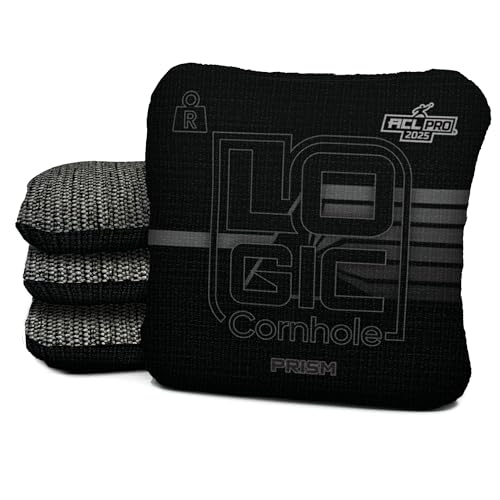Logic Cornhole Prism-R Spectrum Design | ACL Pro 2025 Stamp | Professional Cornhole Bags Slick and Stick | Regulation Size & Weight (Blackout)
