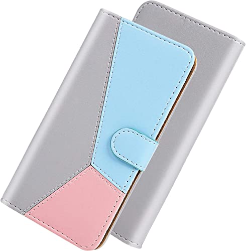 Image of ClickCase Pastel Series Faux Leather Magnetic Card Holder Wallet Kickstand Case Flip Cover for Oppo A9 2020 (Soft Tricolor)