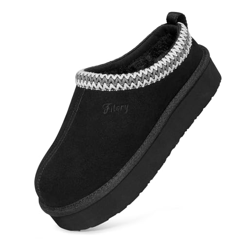 FITORY Women's Suede Slipper | Flat Short Mini Boots with Fur Fleece | Winter Casual Comfort Shoes