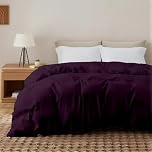 EGYPTO Cotton Blend Aubergine Super King Duvet Cover Set - Soft & Breathable Anti-Allergy Bedding with Pillowcases, Easy-Care Cotton Blend Quilt Cover for Comfortable Sleep (Super King, Aubergine)