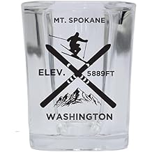 Mt. Spokane Washington Ski Snowboard 2 Ounce Liquor Shot Glass Square Base