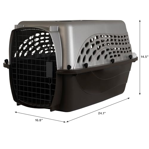 Petmate Dog Crates for Small Dogs & Cat Carriers, Two-Door Plastic Pet Kennel, Top & Front Loading, Made in USA, 24" For Pets Up To 15 lb, Pearl Tan | Plastic pet kennel made in USA, for small pups and kittens, dual entry design, great for travel and vet trips, easy access - Image 4