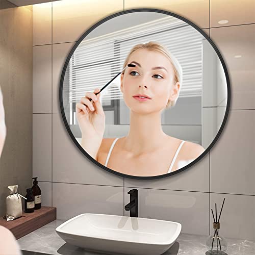 ISTRIPMF Round Mirror Black, 30 Inch Circle Mirror for Wall with Metal Framed, Wall Mounted Circular Mirror Tempered Glass for Bathroom, Bedroom, Living Room, Farmhouse - Image 6