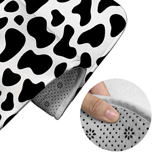 Badezimmerteppich-Set, 3-teilig, Kuhdruck, Kuhblume, Schwarz-Weiß-Kuhfleck, waschbare Badteppiche, rutschfest, mit Rückenpolster, Konturteppich und Toilettendeckelbezug – Bild 5