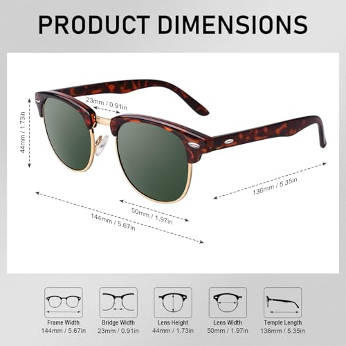 Image of GQUEEN Classic Horn Rimmed Semi Rimless Polarized Sunglasses for Men Women GQO6