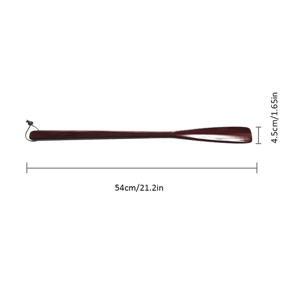 HMTE Calzador de Madera de 21,65 Pulgadas, engrasado, Calzador de Madera de Mango Largo con Correa de Cuero para Hombres, Mujeres Embarazadas, niños, Ancianos (A 55 cm/21,65 Pulgadas)