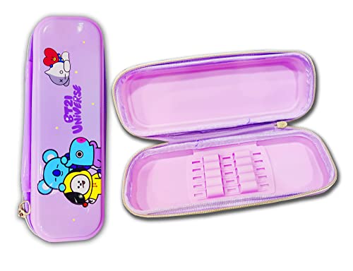 Image of Neel Pencil Case Silicone Geometry Box for Kids Pencil Pouch BTS Return Gift for Girls Large Capacity 1ps (PURPLE)