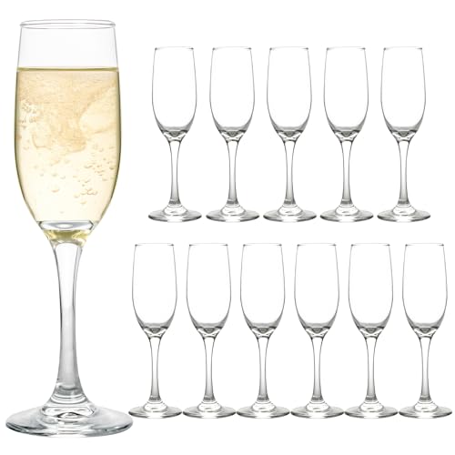 HAKEEMI Elegant Champagne Flutes Set of 12 Champagne Glasses for Wedding or Christmas, 6 oz Ideal for Sparkling Wine - Dishwasher Safe
