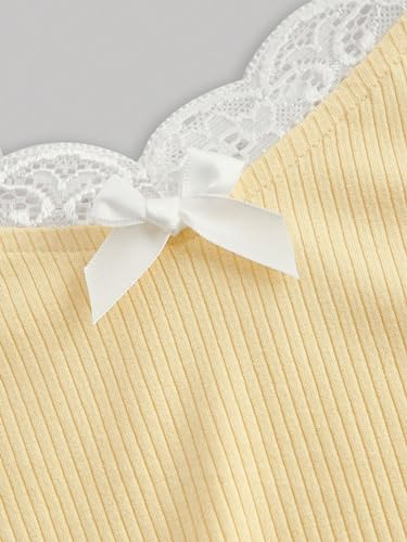 Verdusa Women's Contrast Lace Halter Neck Lettuce Trim Casual Crop Tee Tops3