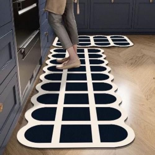 Image of Kitchen Anti Slip Mat for Floor, Waterproof Washable Kitchen Mats, Non Slip Kitchen Floor Mats for Home, Soft Mats for Kitchen, Kitchen Mats for Floor Anti Slip (Fancy Black Ladder)
